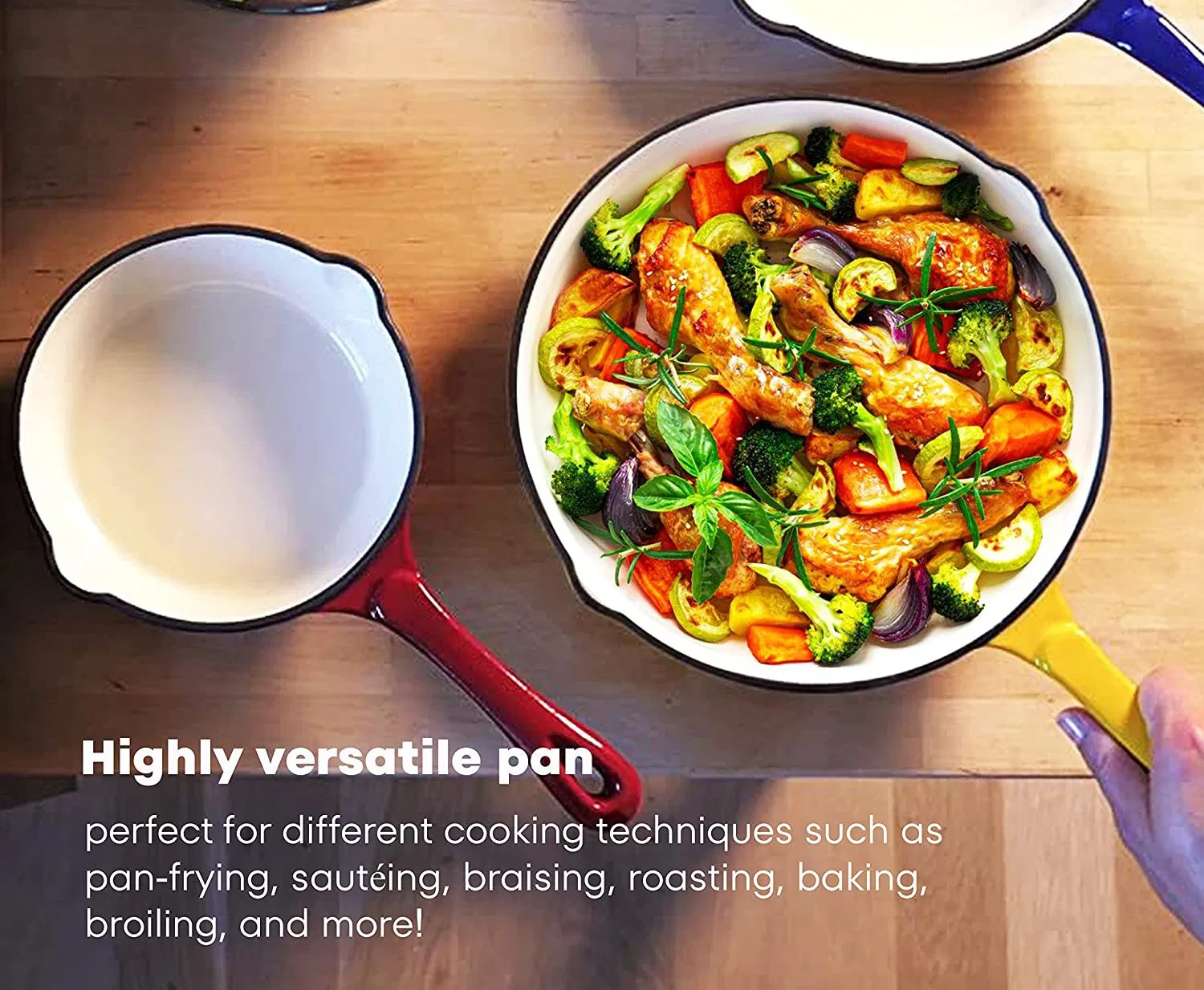 Enamel Coating Cast Iron Non-Stick Small Cast Iron Cookware Skillets with Handle Fry Pan