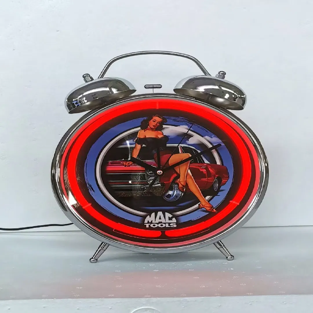 12 Inch Alarm Clock with Neon Tube