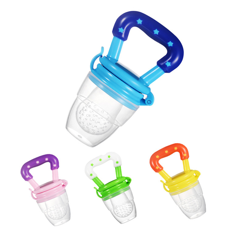 Cute Funny Design Food Grade Plastic Squeeze Baby Kid Food Feeder Spoon with Color Handle and Lid