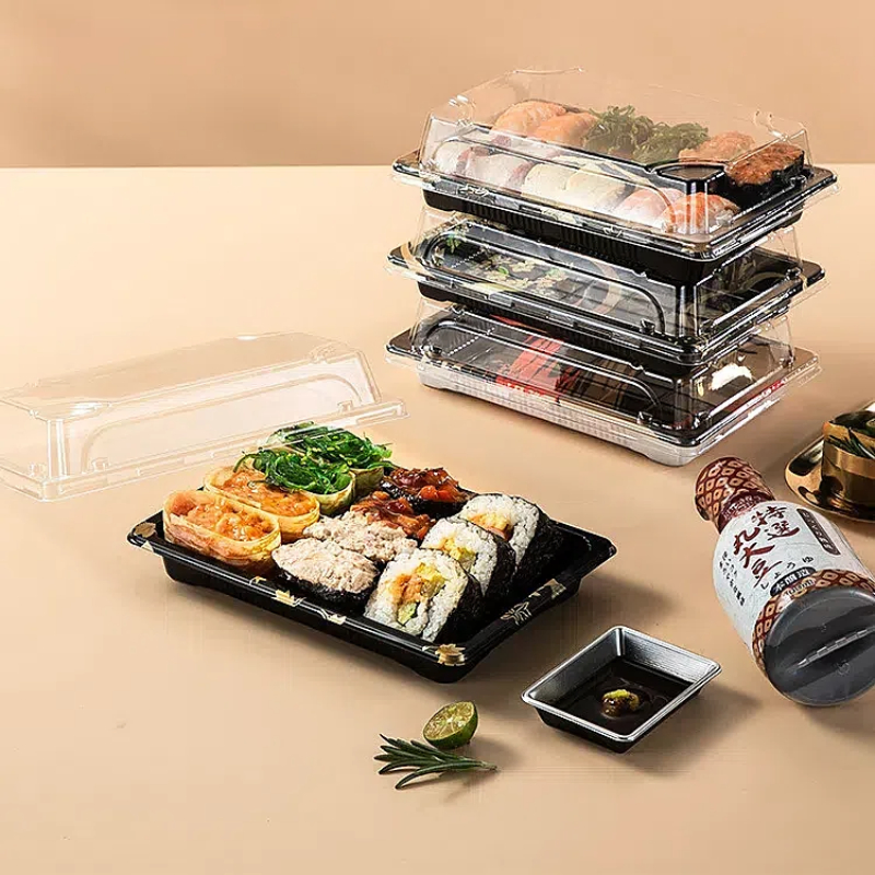 Various Types Sushi Tray with Lid Sashimi Platter Salad Fruit Plastic Food Packaging Box Customized Wholesale