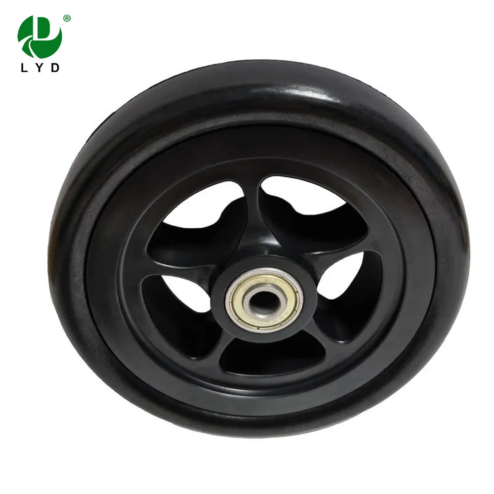 Shock Absorption 8mm Bore Diameter 5 Inch Plastic Core Baby Stroller Caster