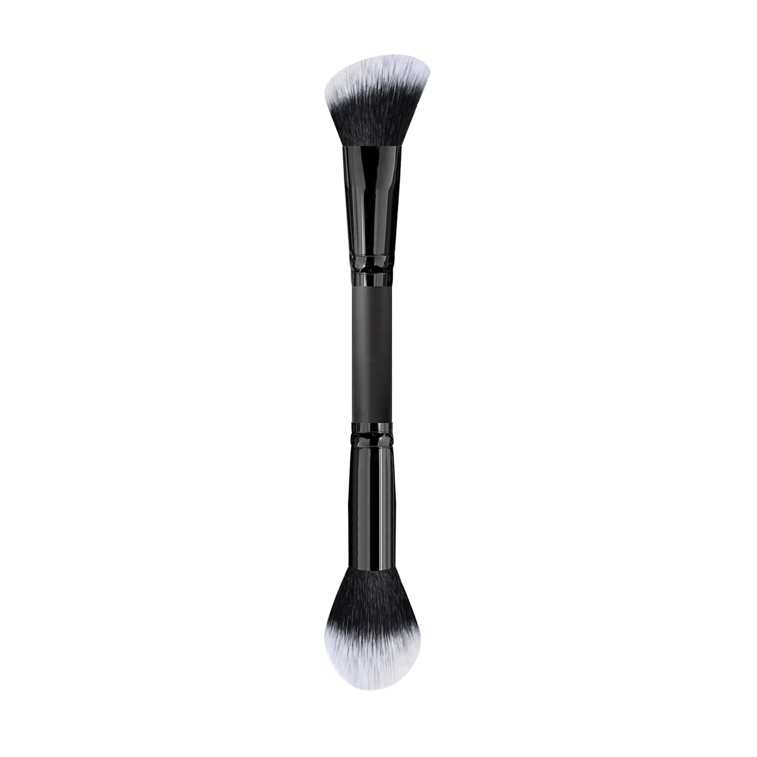 High End Wood Handle Convenient Double Head Synthetic Hair Yellow Blush Rouge Brush for Face