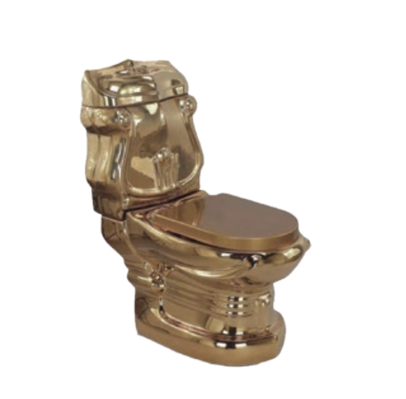 Factory Price Luxury Black Gold Color Ceramic Washdown One Piece