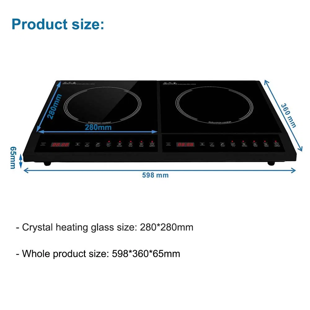 Home Kitchen Cooktop Induction Cooker Stove Push Button Control Induction Hob Double Burner