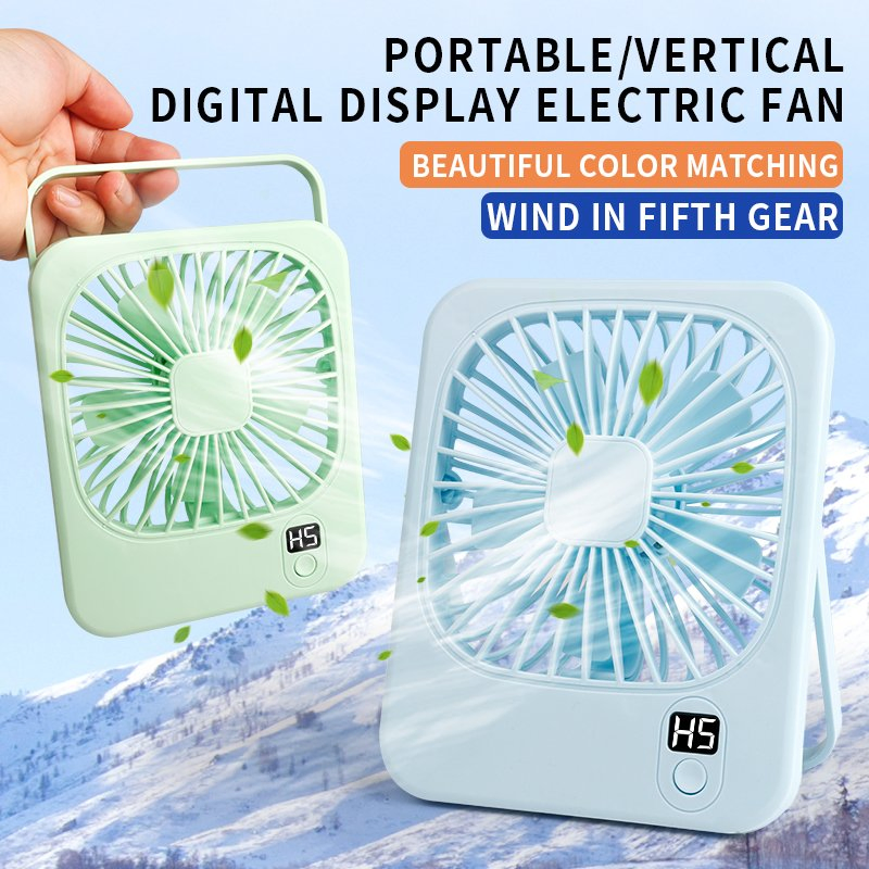 USB вентилятор настольный с цифровым дисплеем, 5 скоростей