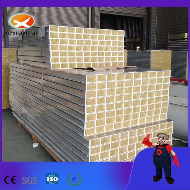 Good Quality Fireproof Glass Magnesium Rock Wool Sandwich Steel Panel Made in Guangzhou