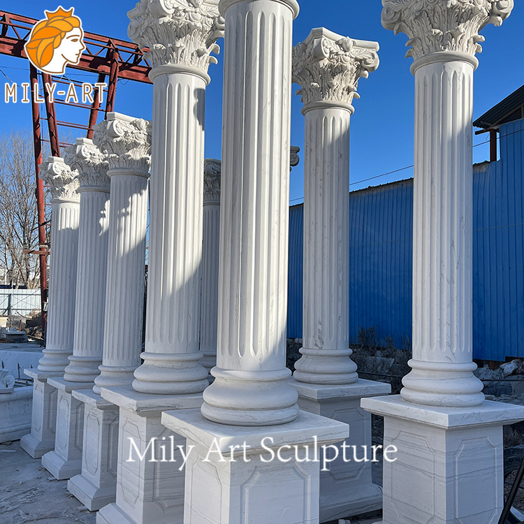 Project Building Natural Solid Marble Pillars White Marble Roman Columns
