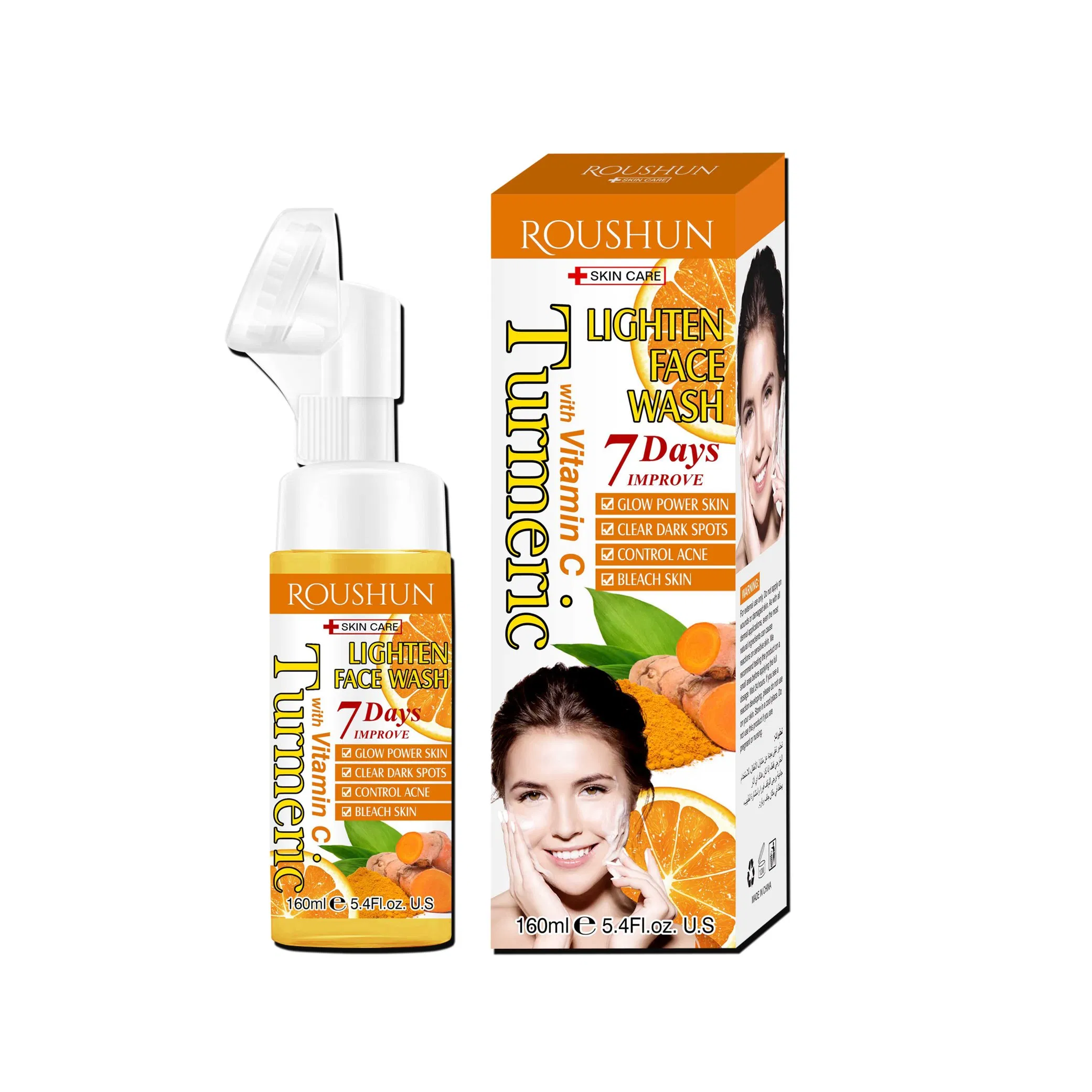 Turmeric Lighten Face Wash Facial Cleanser Skin Care Cosmetics Roushun