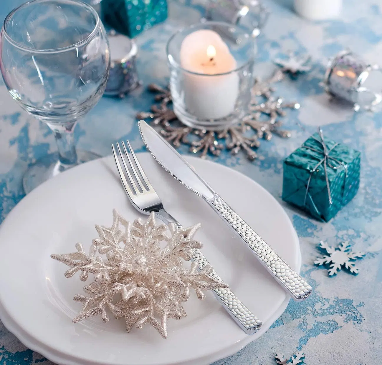 Premium Silver Disposable Cutlery Set: 120 Forks, Knives, Spoons