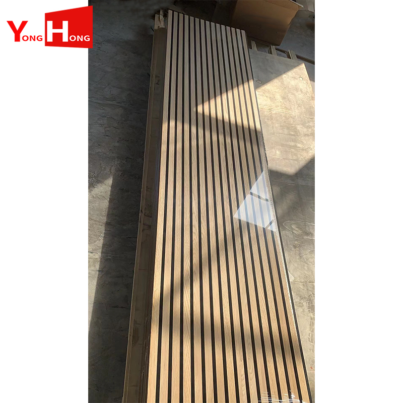 CE Approved 2400*600mm Slat Wall Covering Wood Veneer Felt Acoustic Soundproof Panel