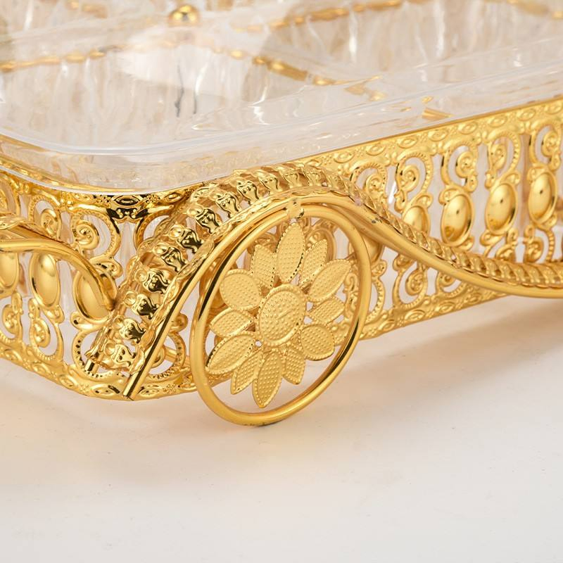 Gold Metal Car Shaped Ornament, Dried Fruit Candy Plate