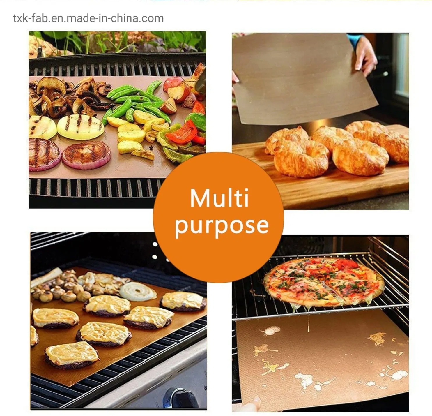 Heat Resistant Non-Stick PTFE Fiberglass Fabric for Cooking Mesh Mat Sheet Liner