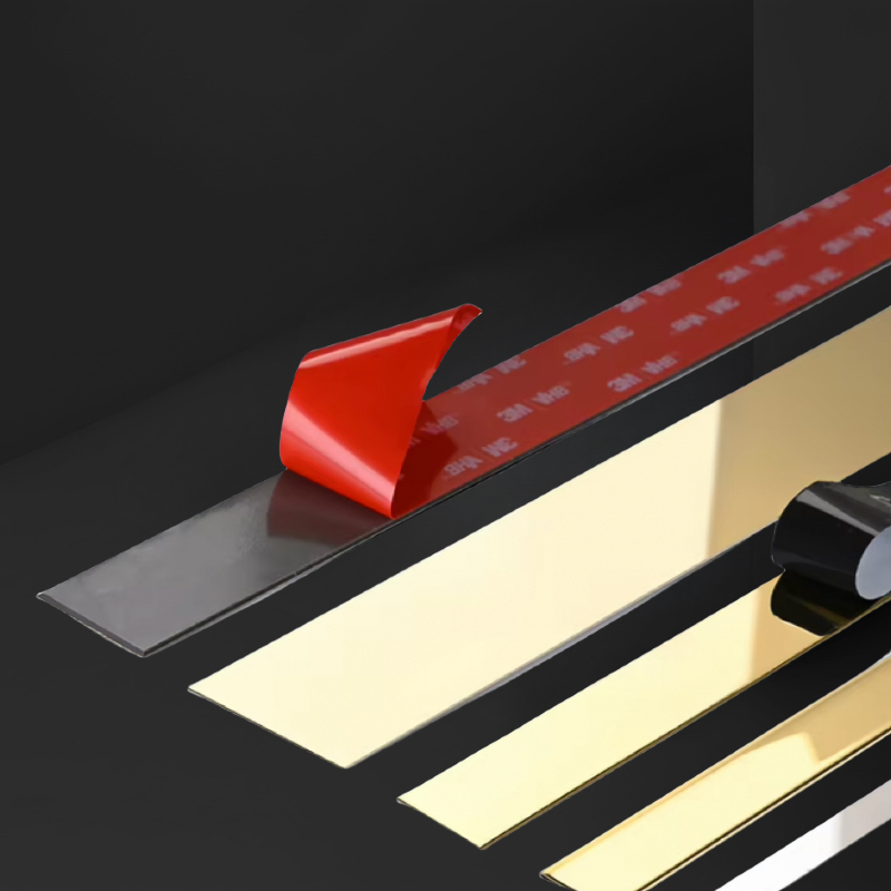 T&C Profiles36 Popular PVD Gold Brushed Mirror Flat Metal Stainless Steel Trim Decorative Tile Trim Strip for Interior Design