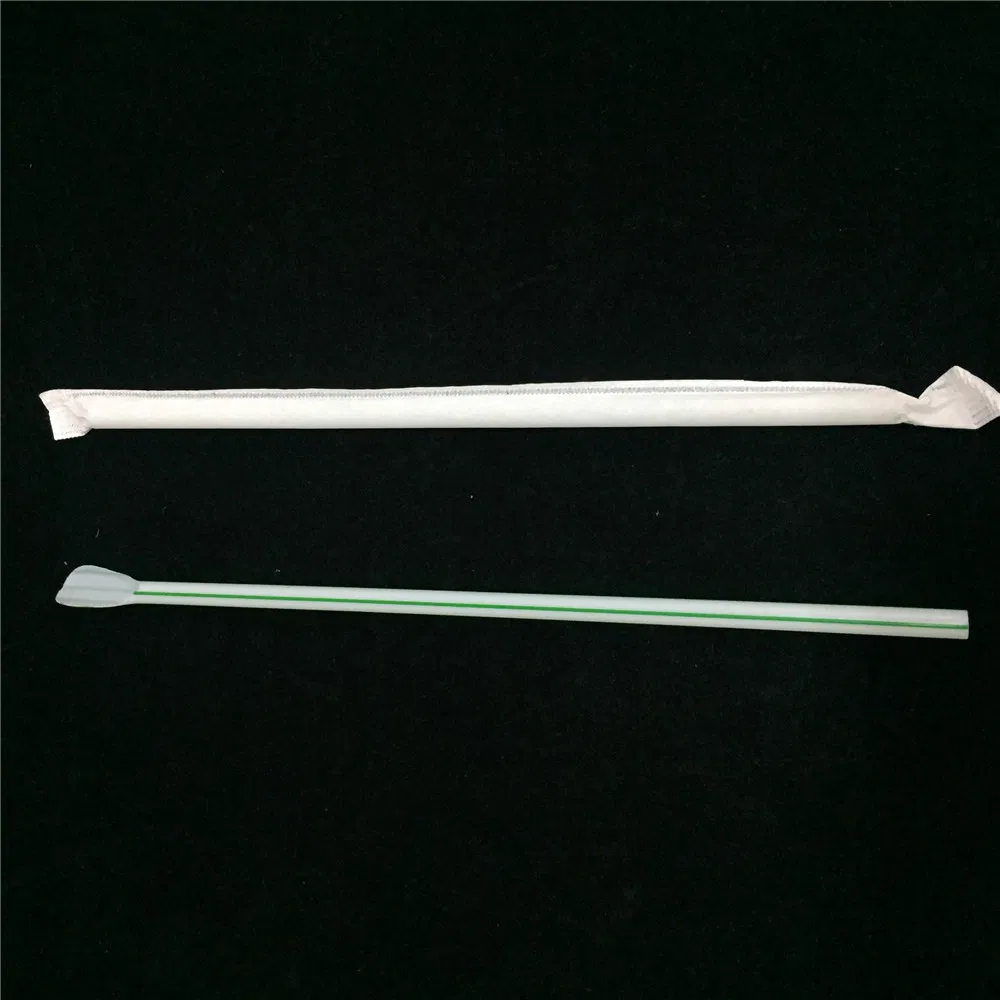 Wholesale Biodegrade Eco-Friendly Cutlery Diameter 6mm /8mm/12mm PLA Plastic Stripe Spoon Straw