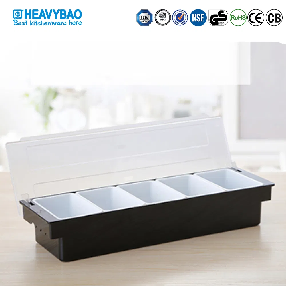 Heavybao 5 Compartment Condiment Dispenser Serving Container