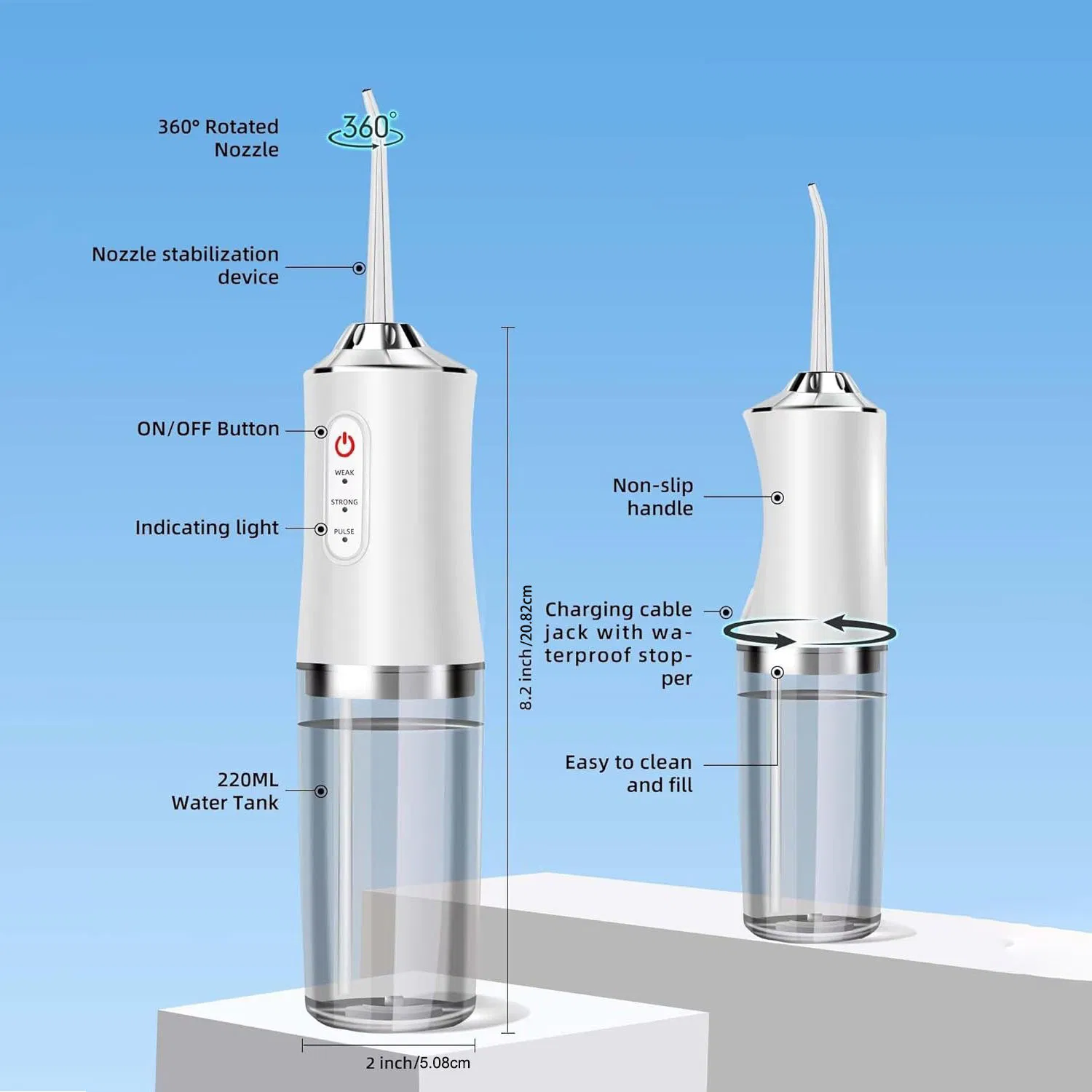 Cordless Portable Rechargeable Water Flosser Oral Tooth Cleaner