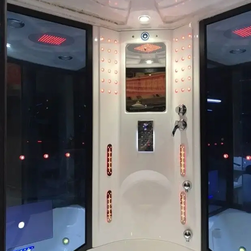 Luxury with Frame Massage Shower Bathroom, Enclosed Steam Shower Room with TV