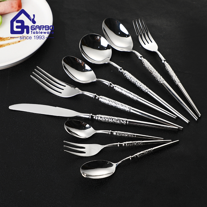 Dishwasher Safe 304 Stainless Steel Cutlery for High-End Hotel and Restaurant Stock Small MOQ Knife Fork Spoons for Retail