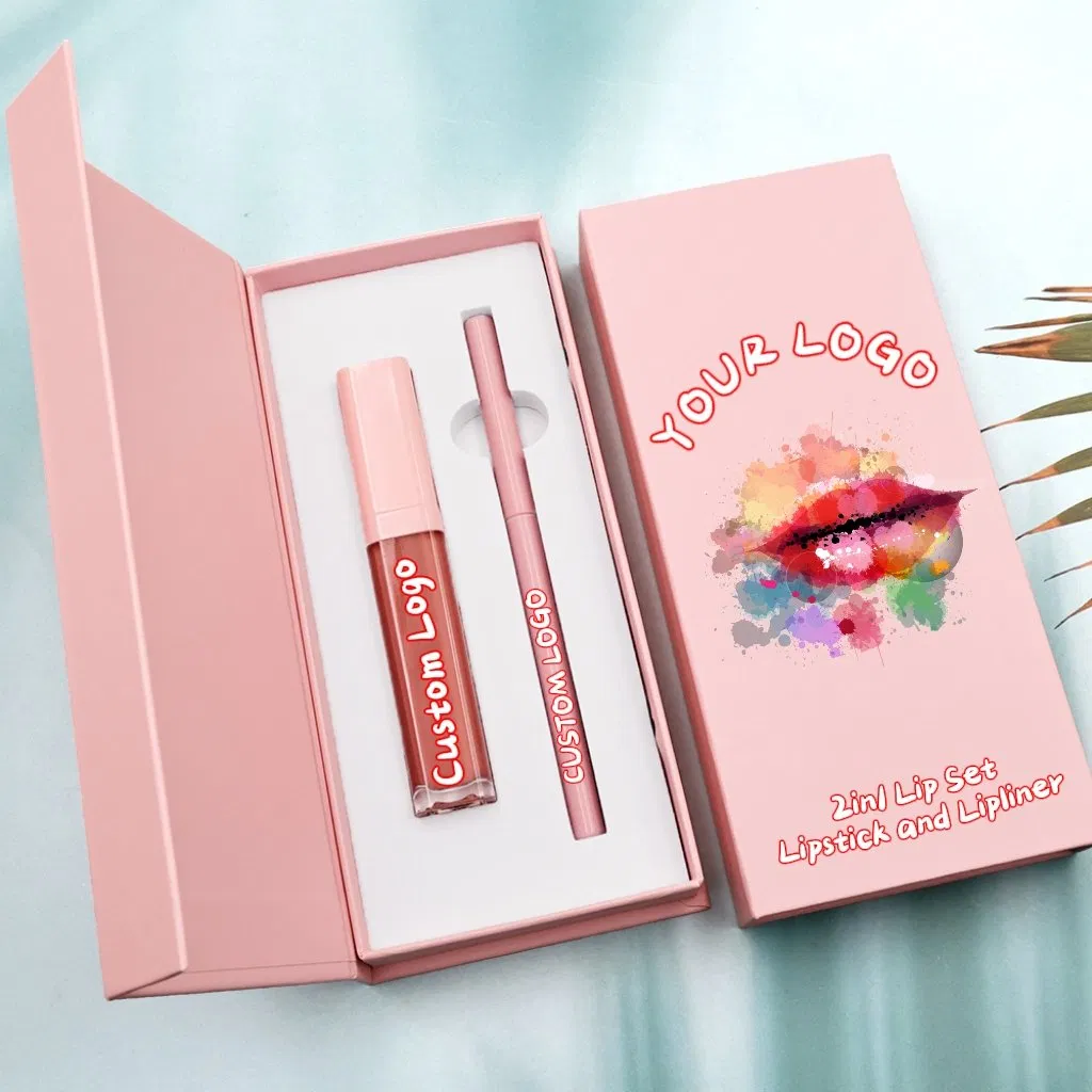 Private Label Vegan Gift 2 in 1 Matte Liquid Lipstick Lipliner Pencil Set Long Lasting Pigmented Lip Gloss and Lip Liner Kits