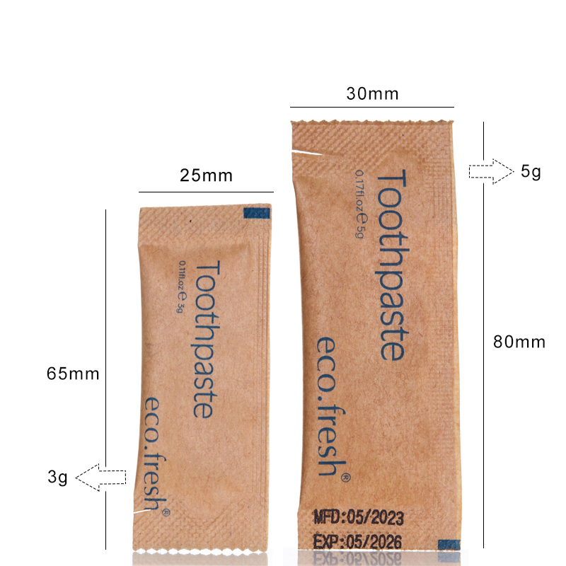 Custom Logo 3G / 5g / 10g Airline Hotel Travel Size Disposable Mini Eco Friendly Toothpaste in Paper Bag