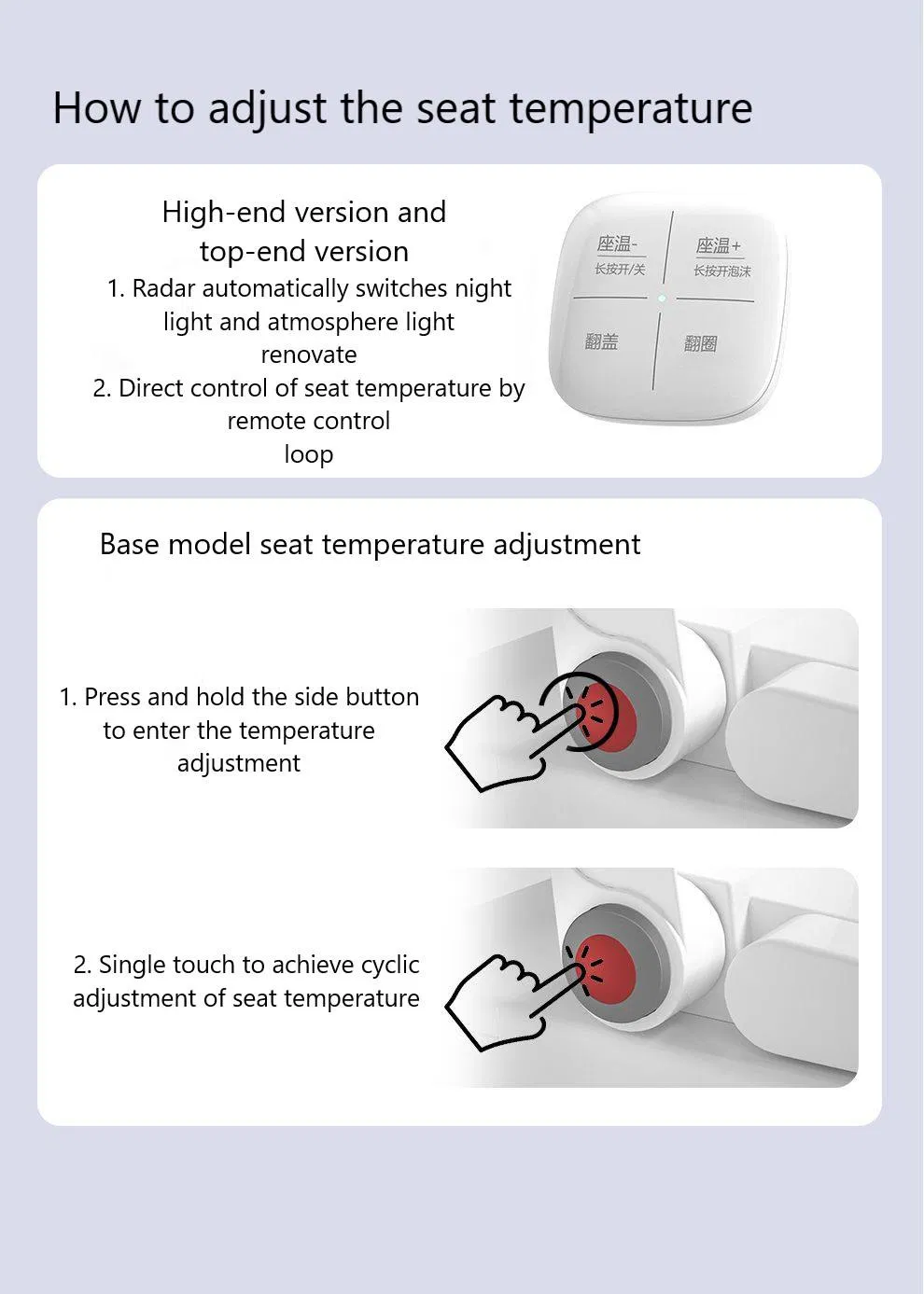 PP U-Shaped V-Shaped Intelligent Sanitary Ware Automatic Smart Toilet Seat Cover