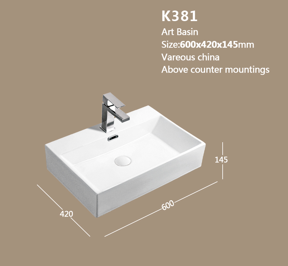 European Design Styles Minimum Art Basin Size 750X460X170mm Wall Mounted Bath Wash Basin Sink