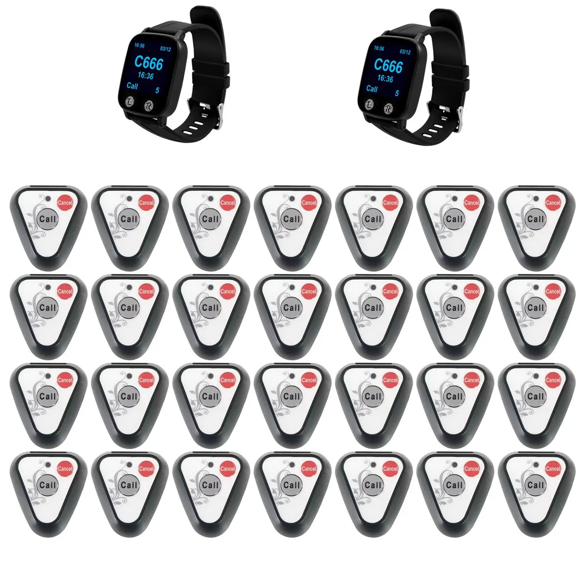 Wireless Waterproof Watch Receiver Call Buzzer System for Restaurant & Cafe Waitstaff
