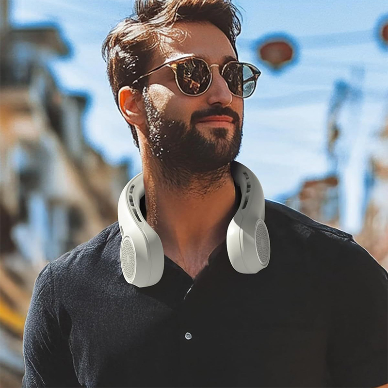 Безлопастной вентилятор на шею с дисплеем