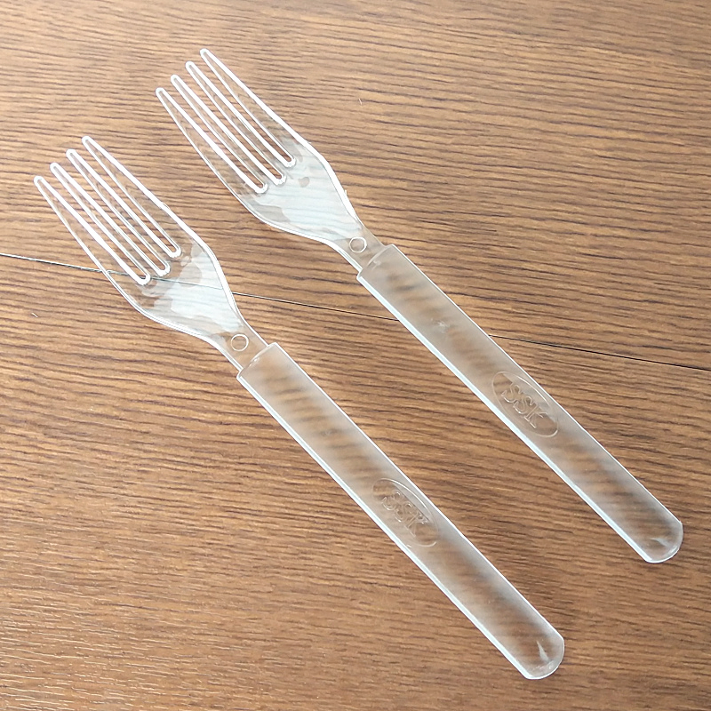 White Black Disposable Plastic Salad Ice Cream Forks Sets