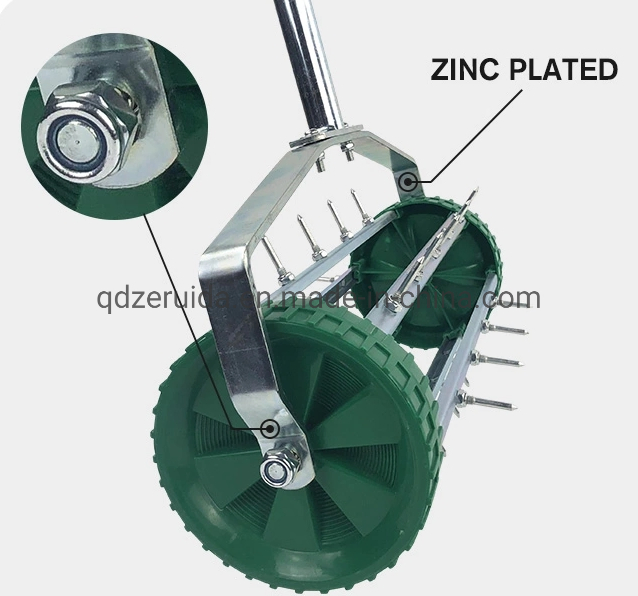 Outdoor Green Tool Garden Rake Hand Lawn Aerator Scarifier