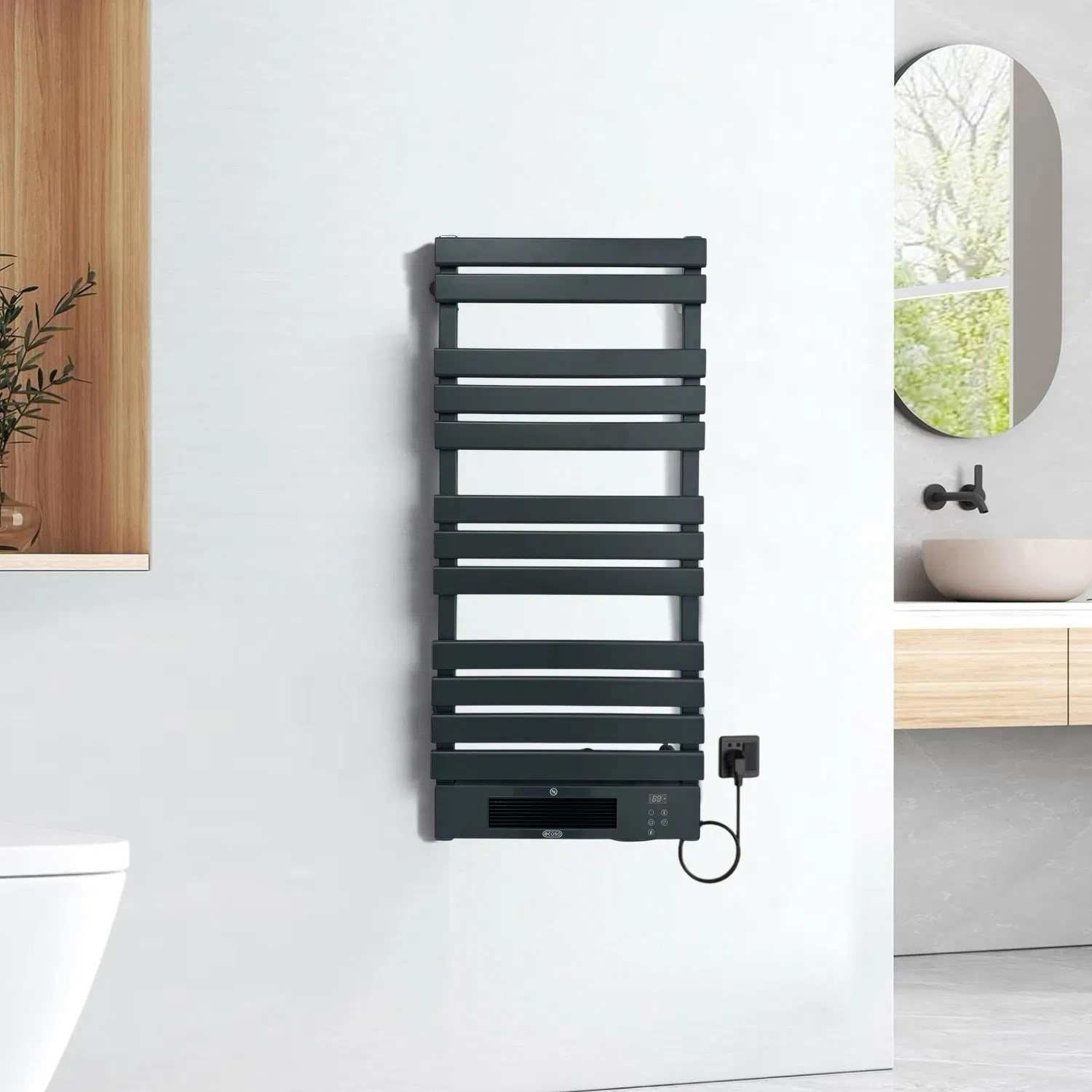 2100W Towel Fan Heater of Bathroom Furniture White or Black Color Towel Heater