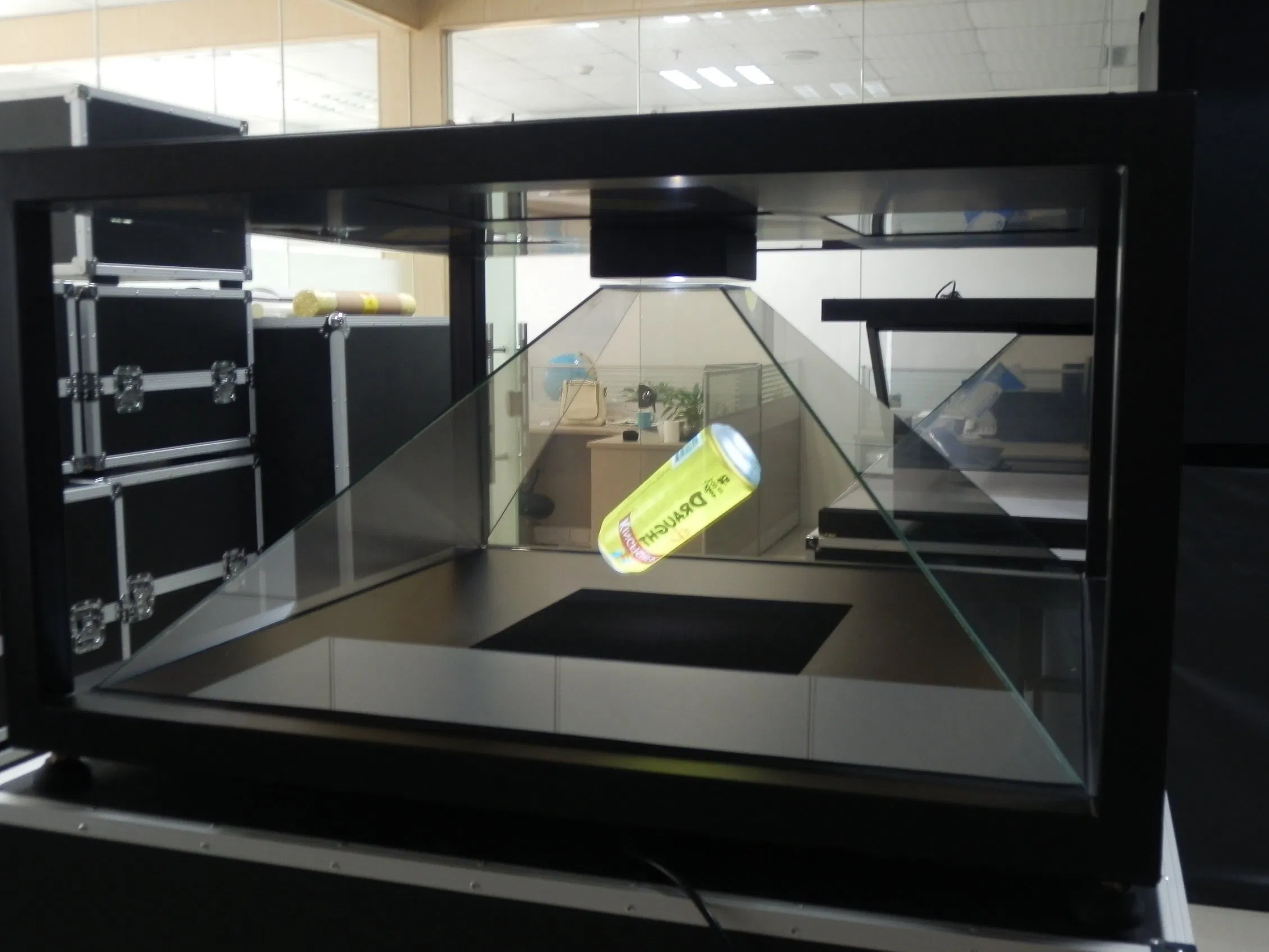 Holo Box, Clear Glass Display Showcase with Light, Hologram Device