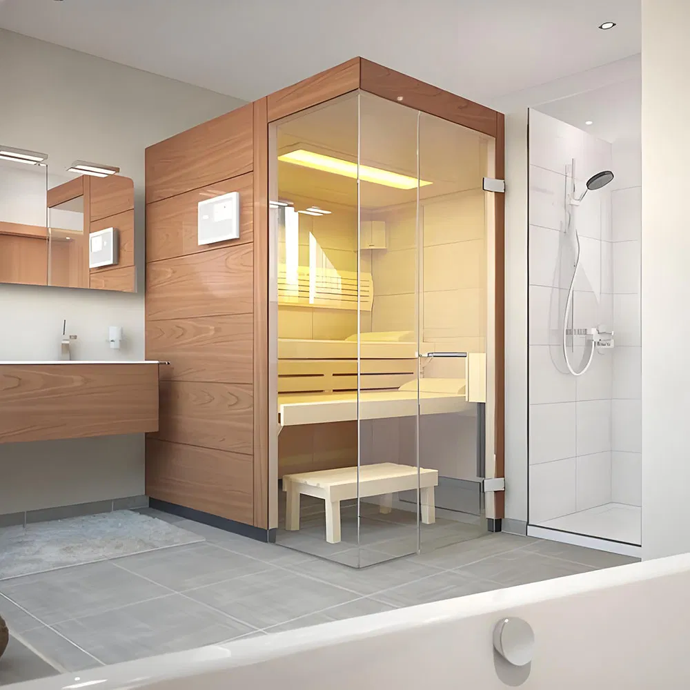 Квадратная сауна для дома с электроподогревом