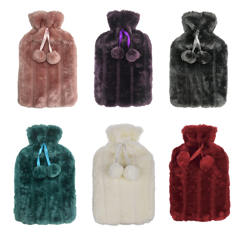 Thicken The Plush Hot Water Bag with Cover Hot Water Bottle Luxury Fur Cover Soft Hot Water Bag Cover
