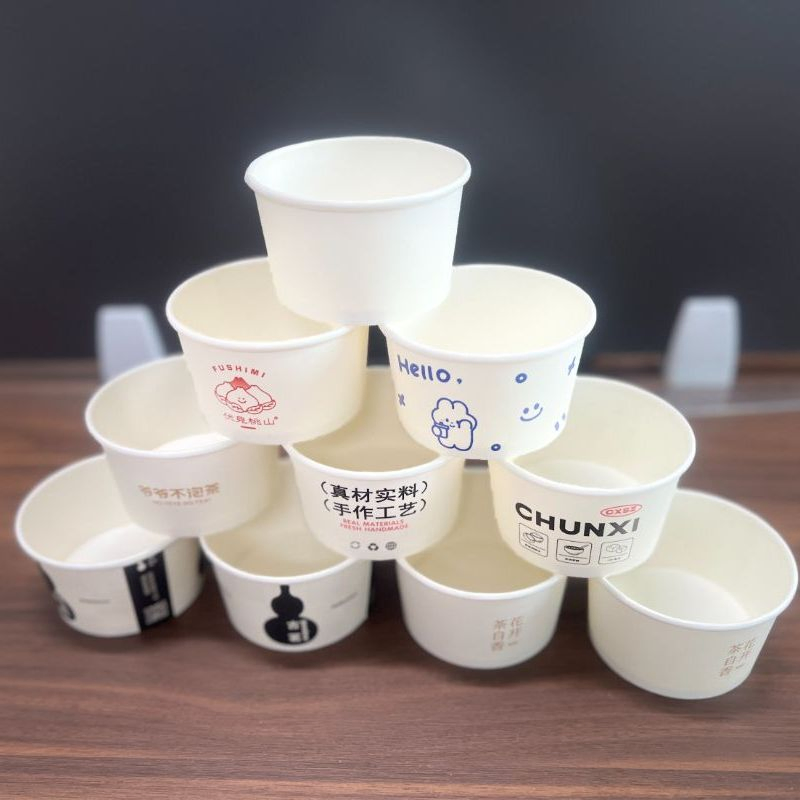 Paper Dessert Cups, Ice Cream Bowls Meal Bowl Chocolate Bowl, Noodles Bowl, Dessert Cup for Cold/Hot Food Bowl