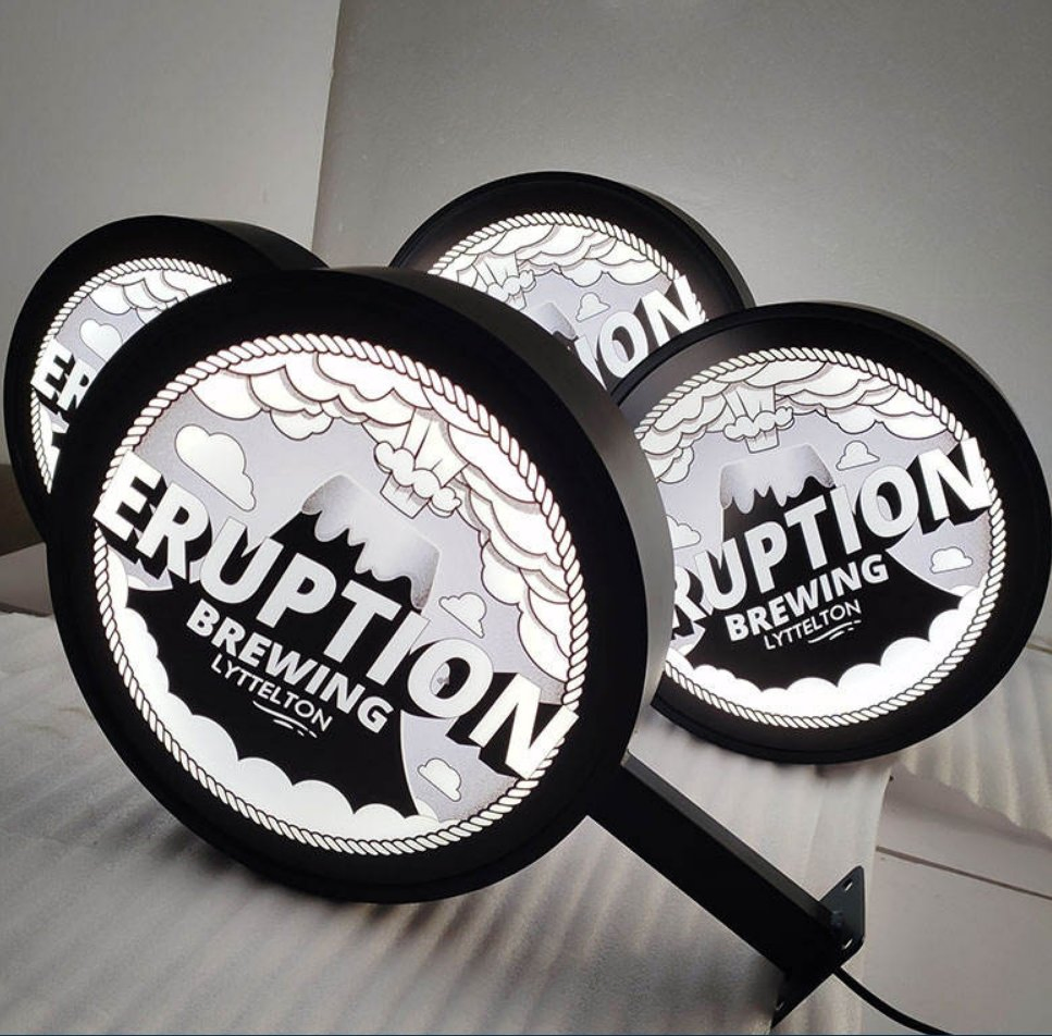 Outdoor Illuminated Shop Sign Board Double Sided Round LED Light Box