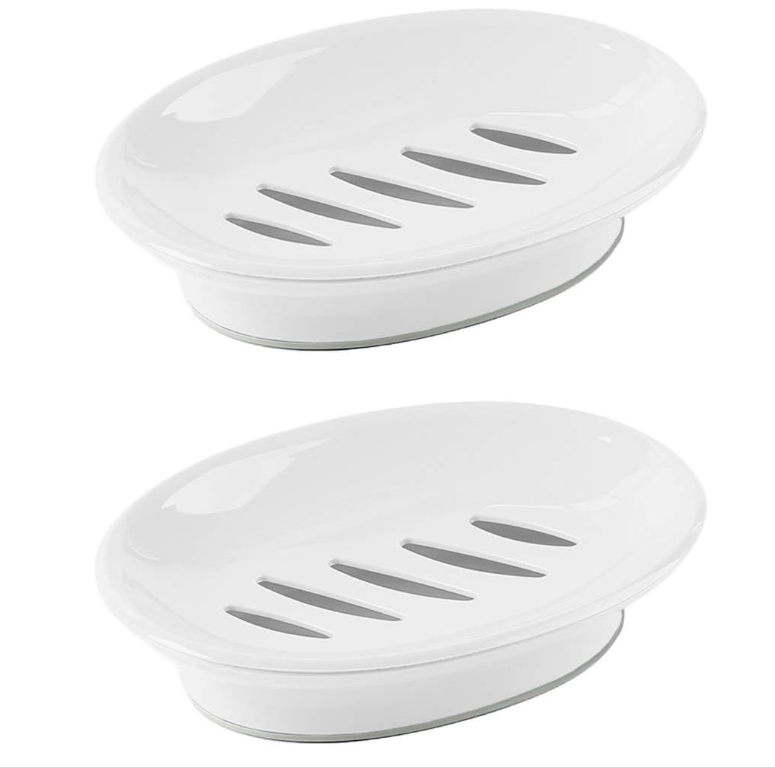 Neutral Tone Single Plastic Soap Dish Bathroom Accessories with Drain Plastic Sponge Holder