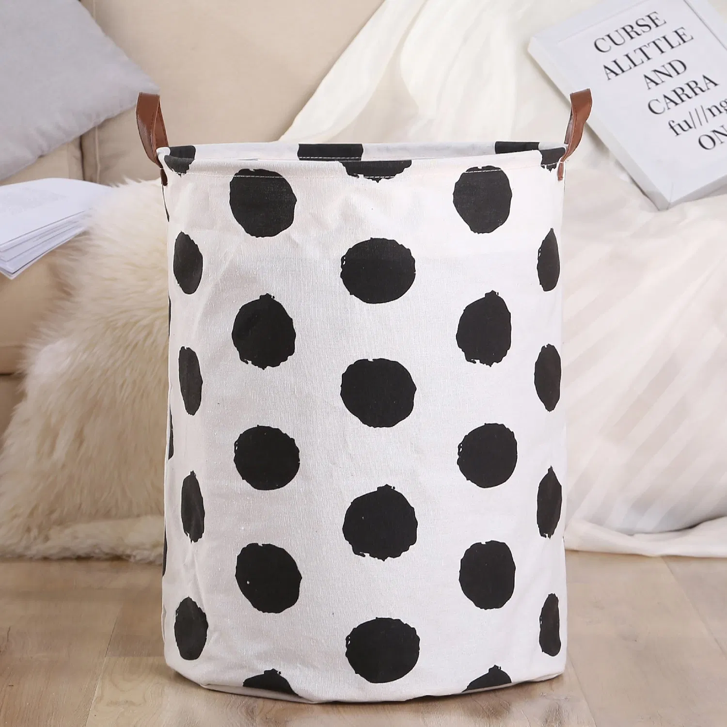 Folding Laundry Basket Round Storage Bin Bag Large Hamper Collapsible Clothes Basket