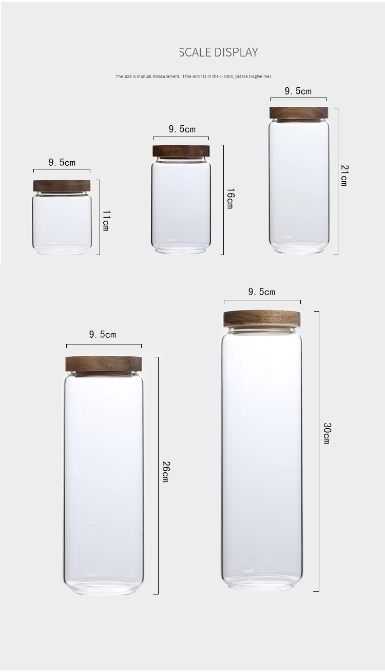 Best Selling Glass Spice Jars with Acacia Wood Lid Seasoning Storage Jar Set for Kitchen Use