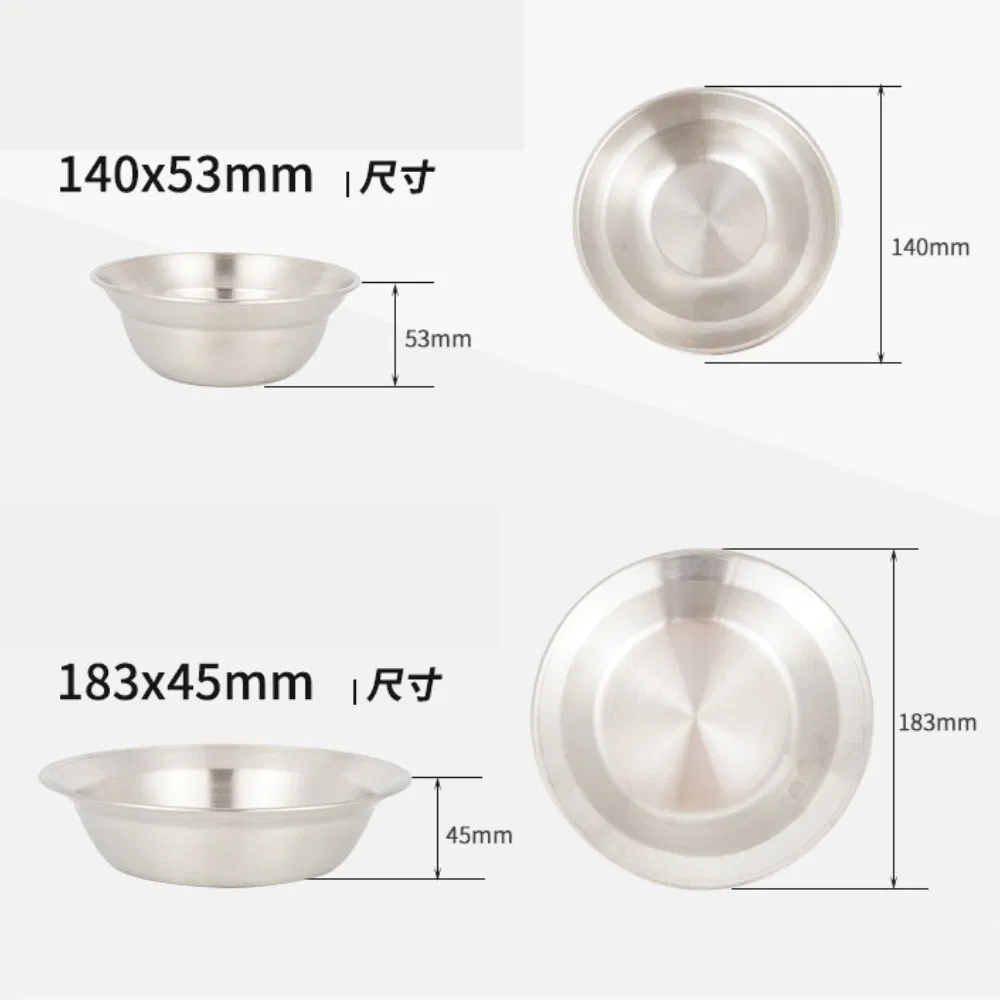 Small and Large Dinnerware Stainless Steel Plates and Bowls Camping Set for Kids, Adults, Family Camping, Hiking, Beach, Outdoor Bl23170