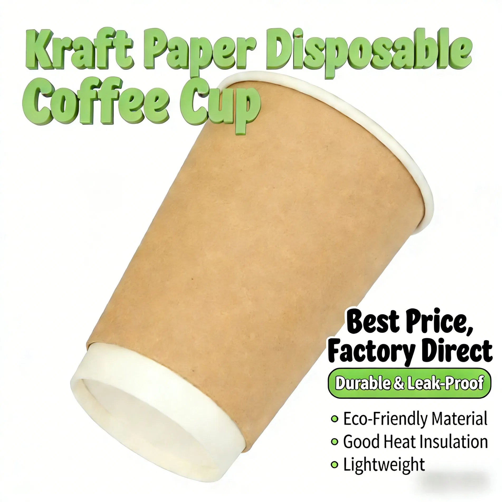Customizable Double-Layered Hot Coffee Cups Kraft Paper Biodegradable Custom Printed Disposable Coffee Cup