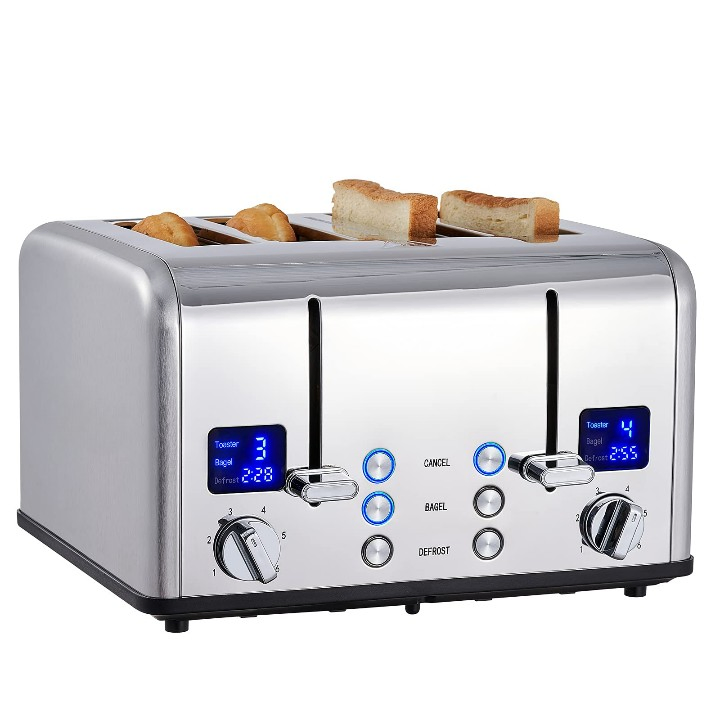 Factory Price 6 Shade Settings 4 Slice Stainless Steel Bread Toaster