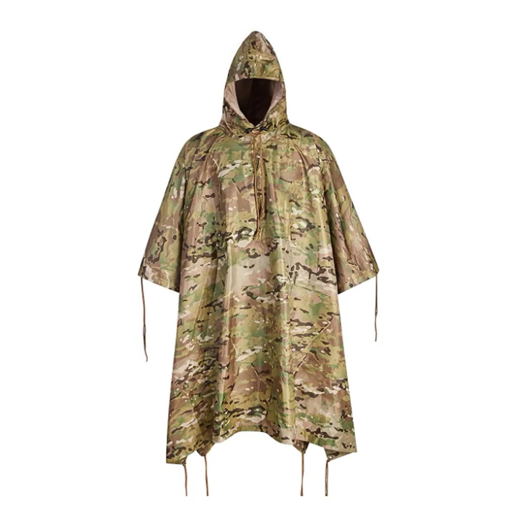 Waterproof Poncho Nylon Polyester PVC Coating Men's Hunting Tactical Style Camouflage Raincoat