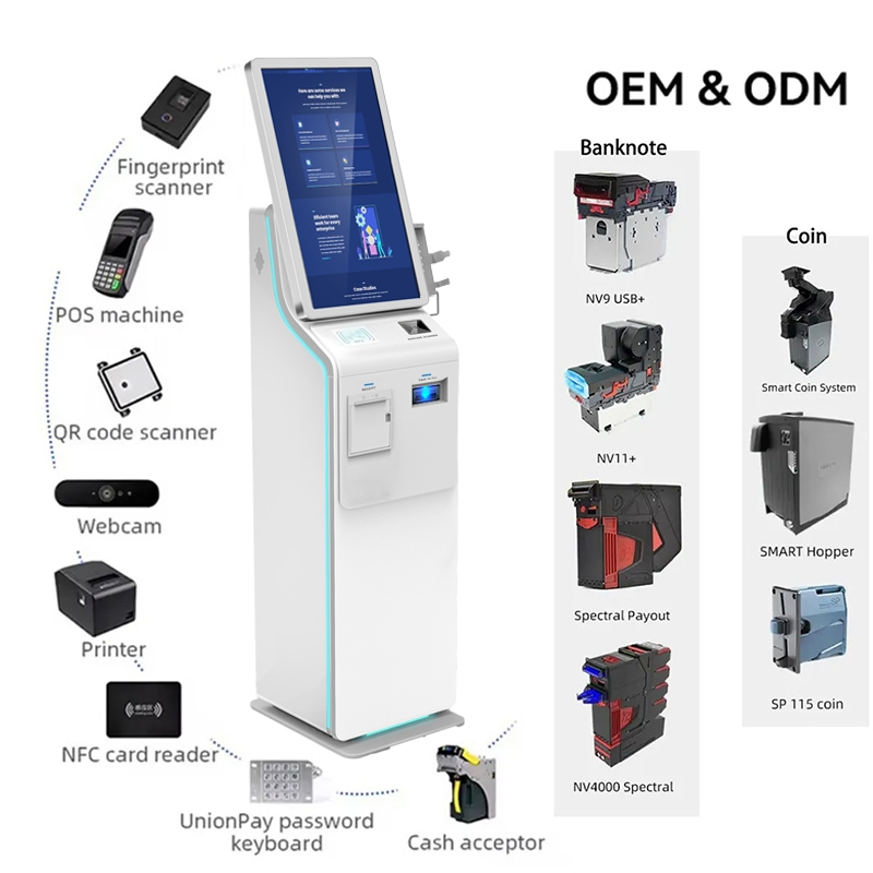 21.5 23.8 27 32 Inch Cash Acceptor Payment Kiosk Self Check in Kiosk Payment Cash Hotel Payment Kiosk Bill Collector