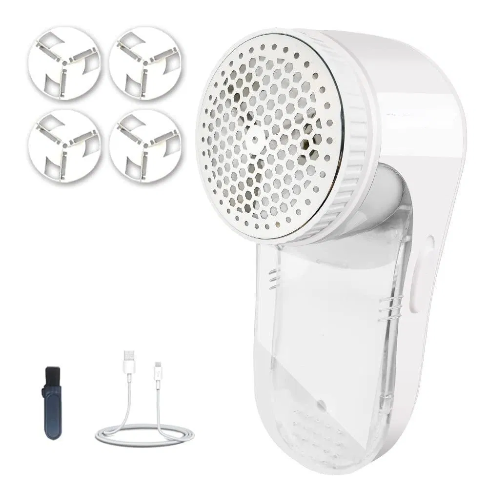 Fuzz Fabric Shaver 4-Stainless-Steel-Blades USB Power Quickly Effectively Electric Pilling Lint Remover