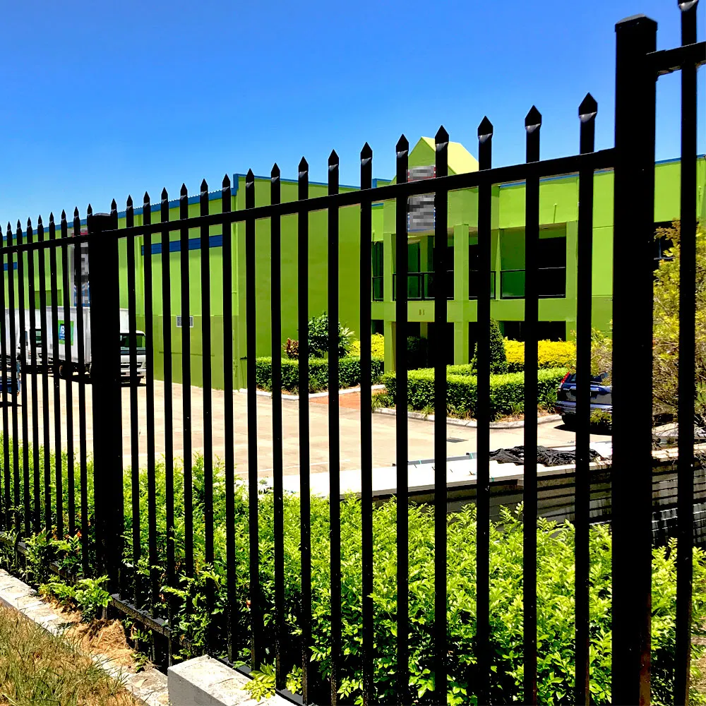 Black Crimp Top Metal Fence Spear Top Fence Steel Picket Fence Steel Fence Tubular Steel Fence Palisade Fence Garrison Fence Industrial Fence Security Fence