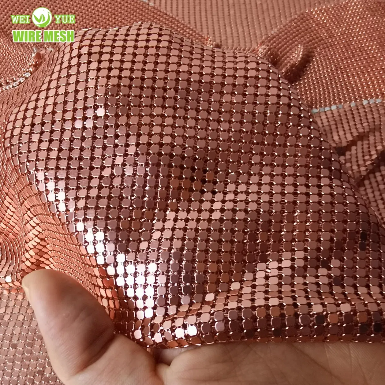 Gold Decorative Metal Coil Aluminium Alloy Wire Screen Mesh Ceiling Curtain Chain Link Strip Drapery for Interior Decoration