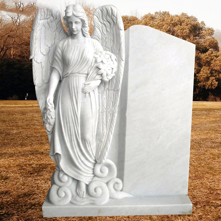 Hand-Crafts Simple Style Angel Marble Tombstone for Commemorate