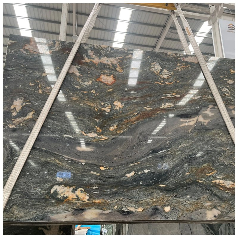 Brazilian Green Santorini Quartzite Slabs for Countertops and Tiles