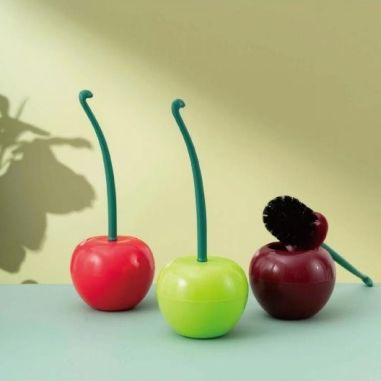 Apple Cherry Shape Everyday Use Lovely Cleaning Plastic Toilet Brush with Long-Handle